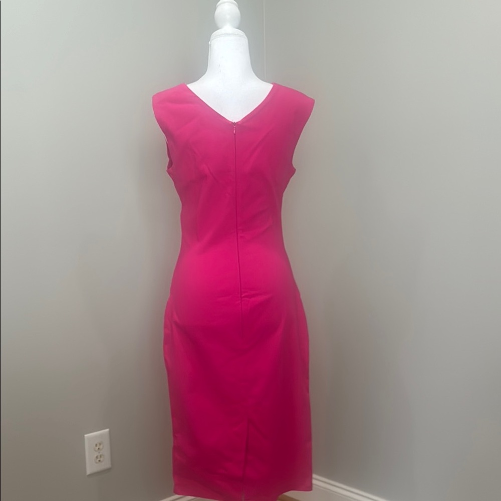 Vibrant Pink Asymmetrical Sheath Dress for Cocktail Events - Picture 7 of 7
